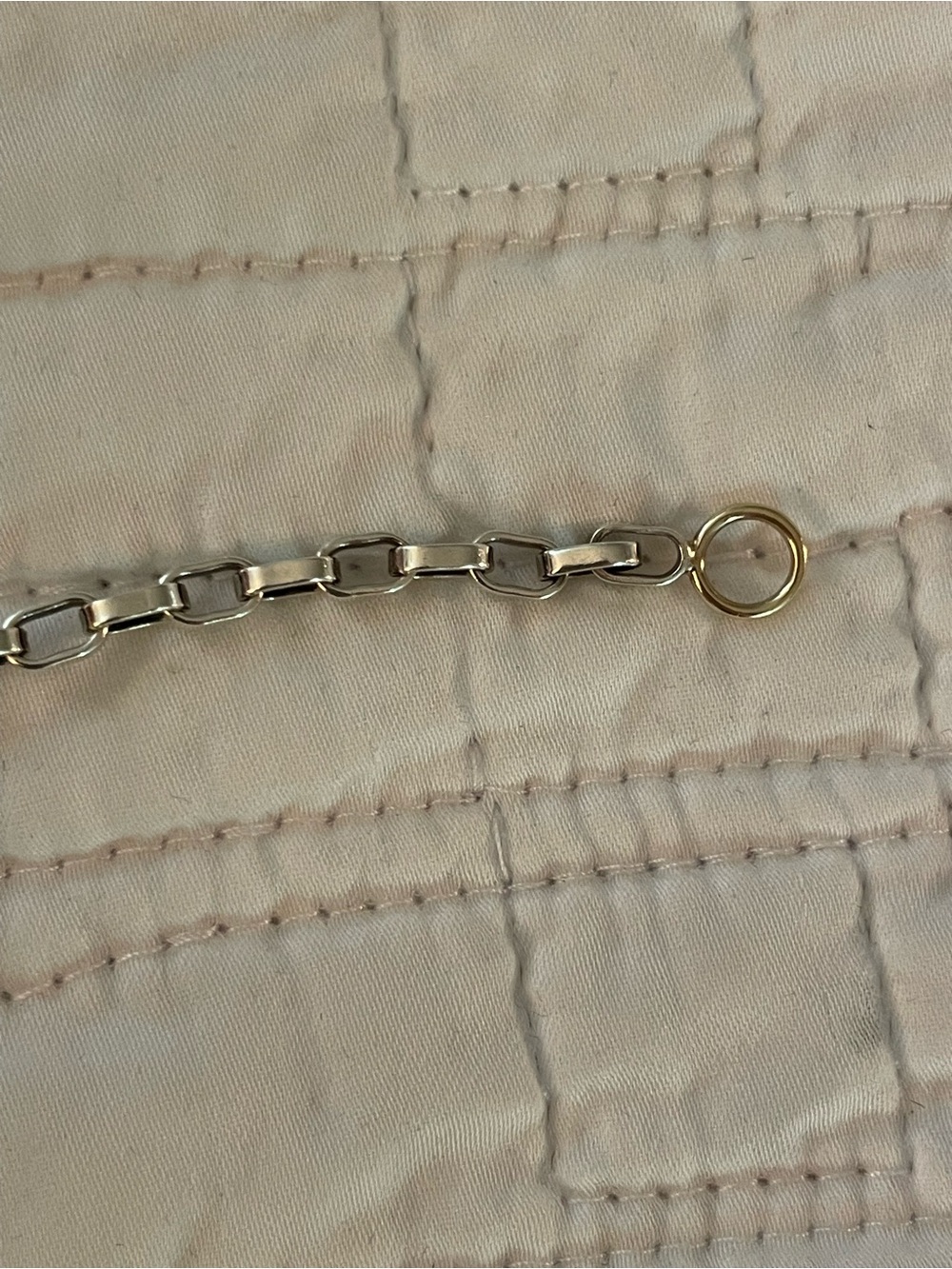 Marla Aaron Polished Silver Biker Chain Bracelet 6.5 inches with 14k gold loops - Picture 8 of 9